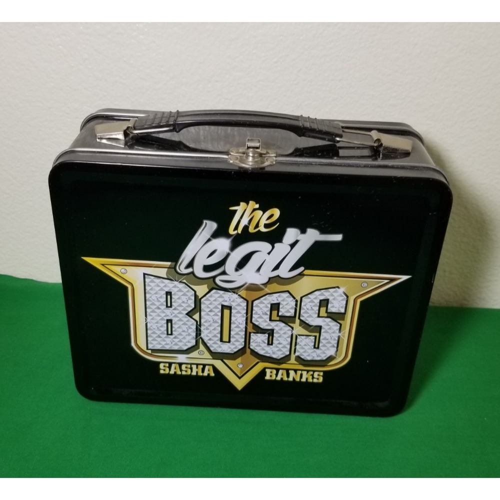 WWE The Legit Boss Sasha Banks Lunch Box 2016 Wrestling Black Gold Metal Box